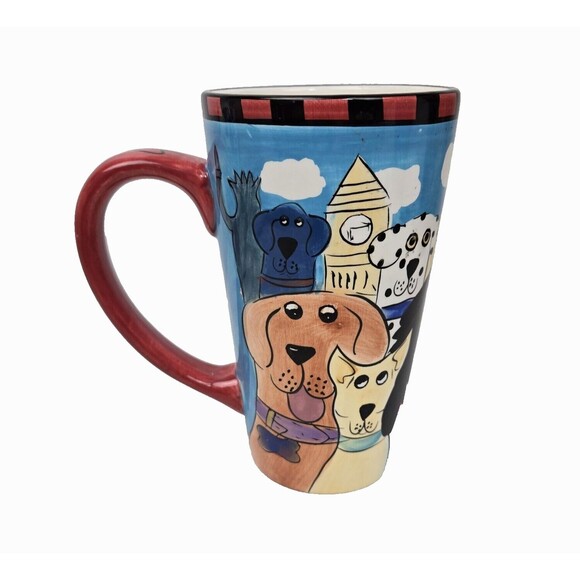 Dogzilla Dogs Tall Mug World Landmarks Candace Reiter 2001 Vintage 6.5" - Picture 2 of 12